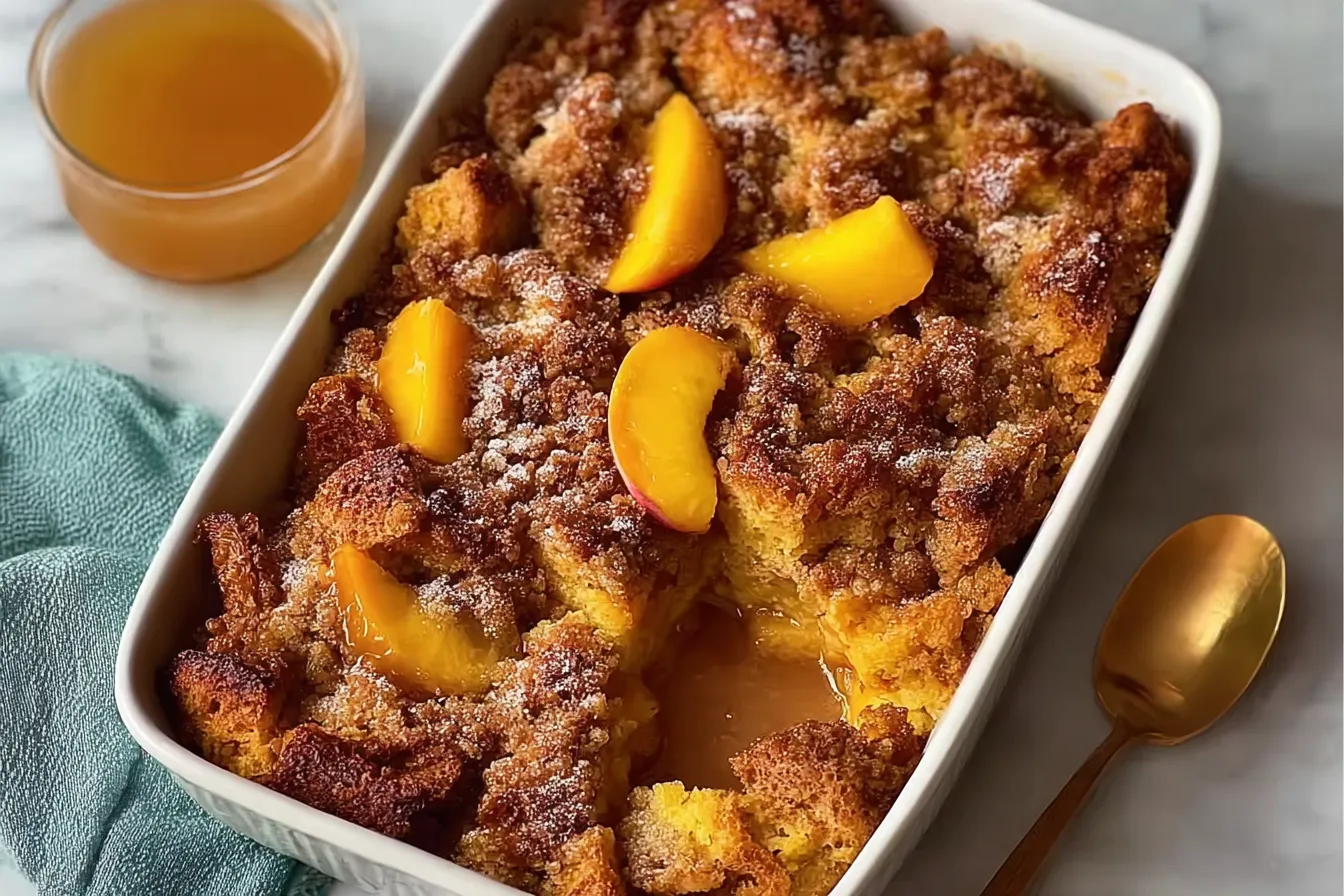Easy Peach Cobbler French Toast Bake 