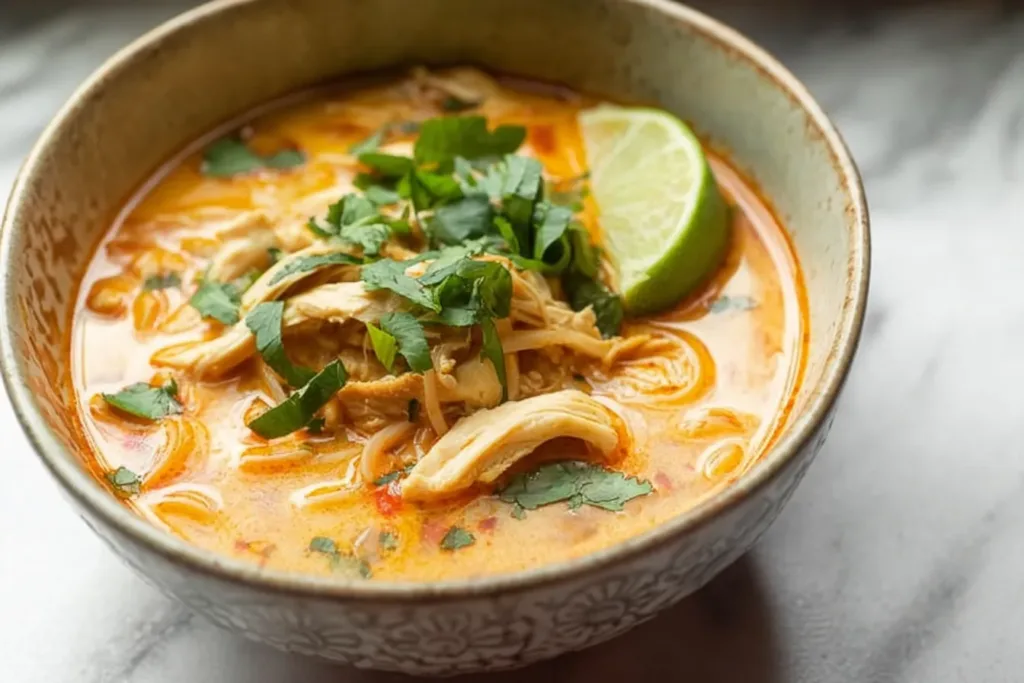 Delicious Easy Thai Chicken Curry Soup in a Bowl