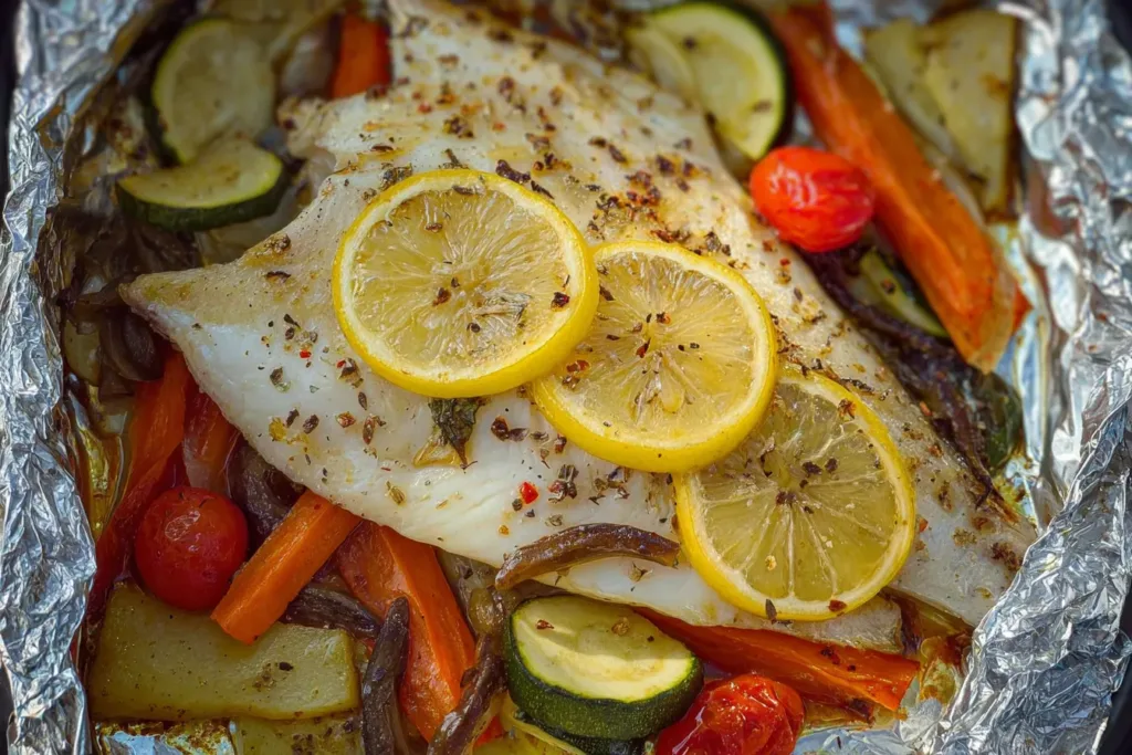 Delicious Foil Baked Fish with Fresh Veggies