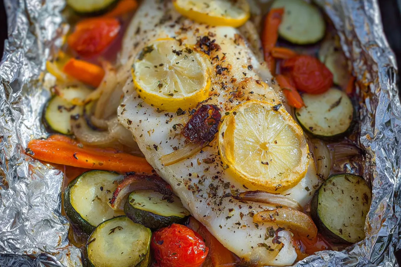 Foil Baked Fish with Veggies 