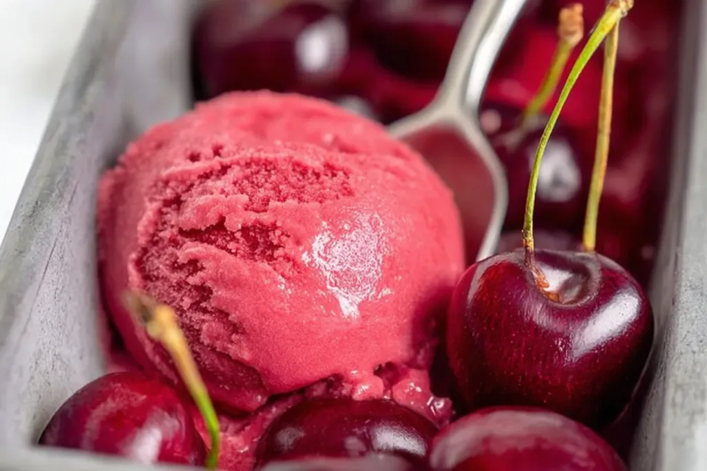 Fresh Cherry Sorbet in a Beautiful Serving Bowl