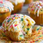 Funfetti Muffins Freshly Baked in a Colorful Display