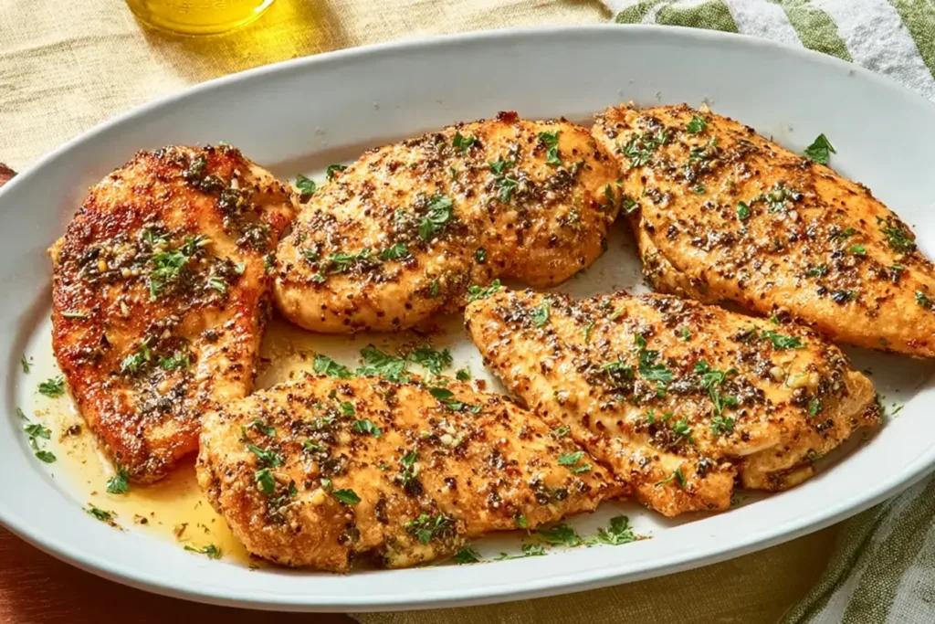 Garlic Butter Chicken Cutlets Plated with Herbs
