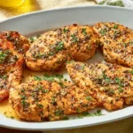 Garlic Butter Chicken Cutlets Plated with Herbs
