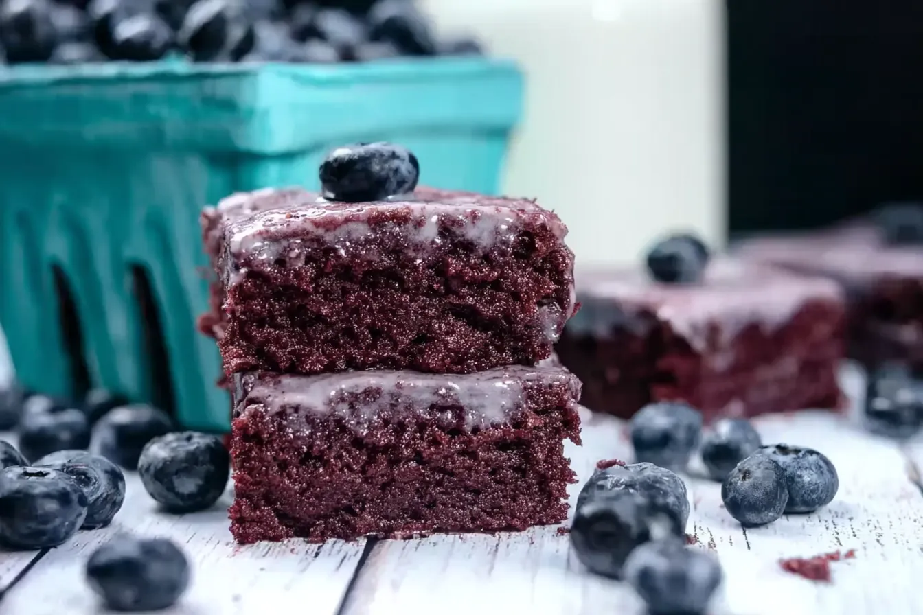 Glazed Blueberry Brownies (All-Natural) 