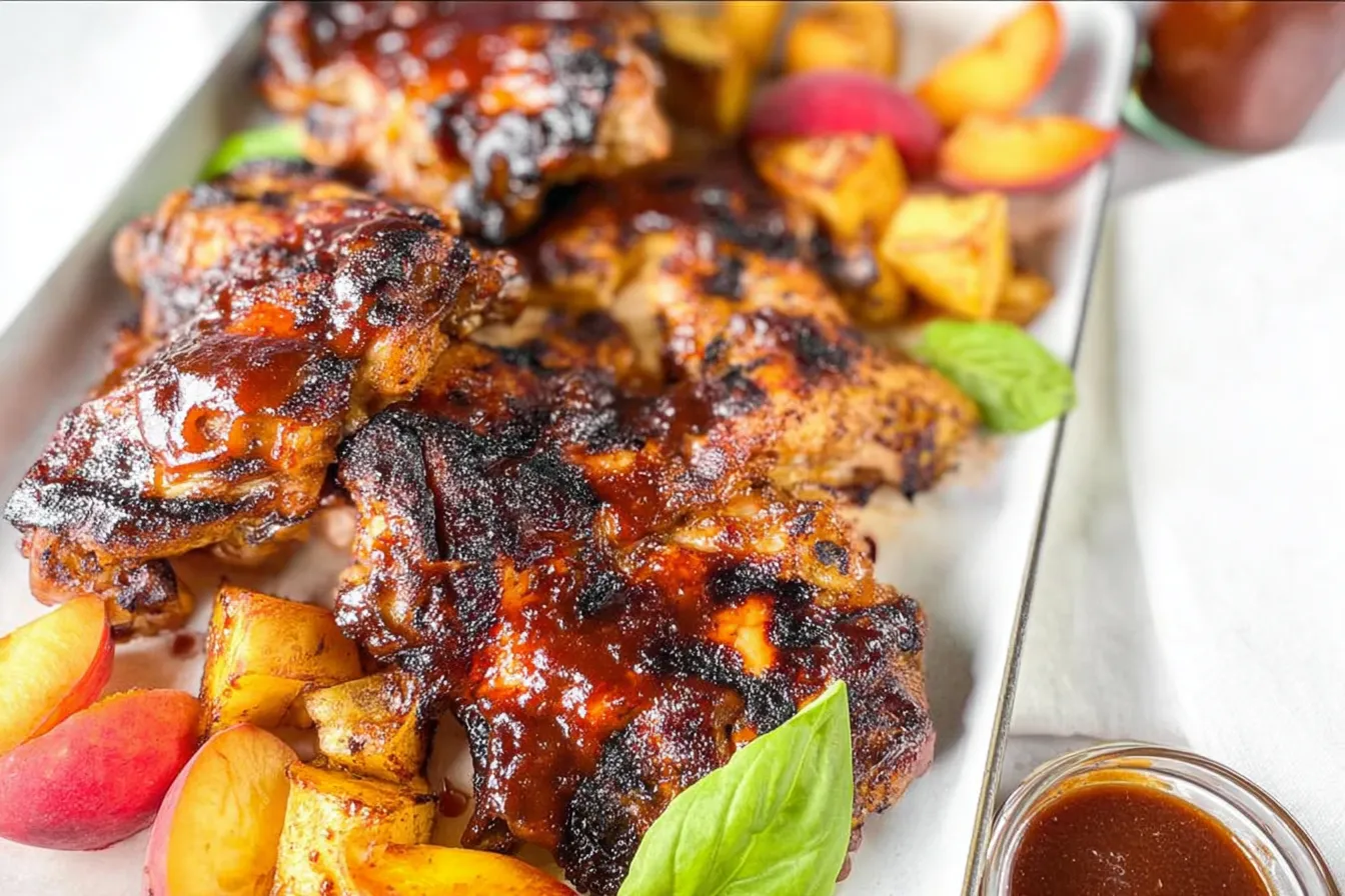 Grilled Bourbon Peach BBQ Chicken 