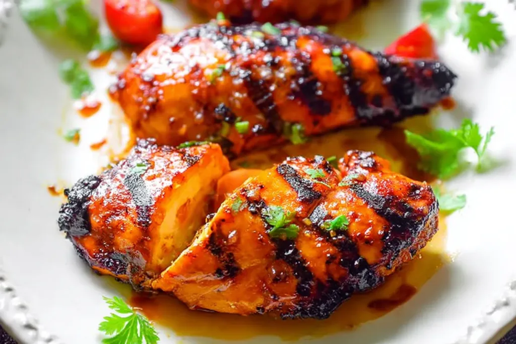 Grilled Chili Peach Chicken on a Plate