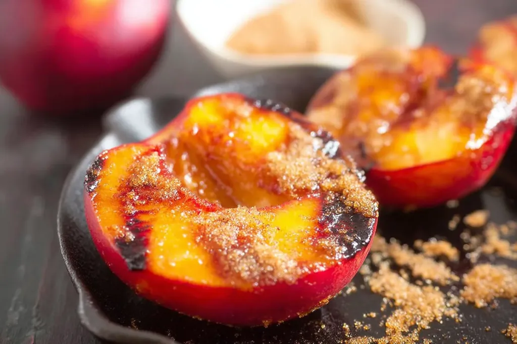 Grilled Peaches with Cinnamon and Brown Sugar on the Grill