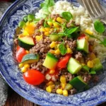 Ground Beef Dinner with Colorful Summer Vegetables