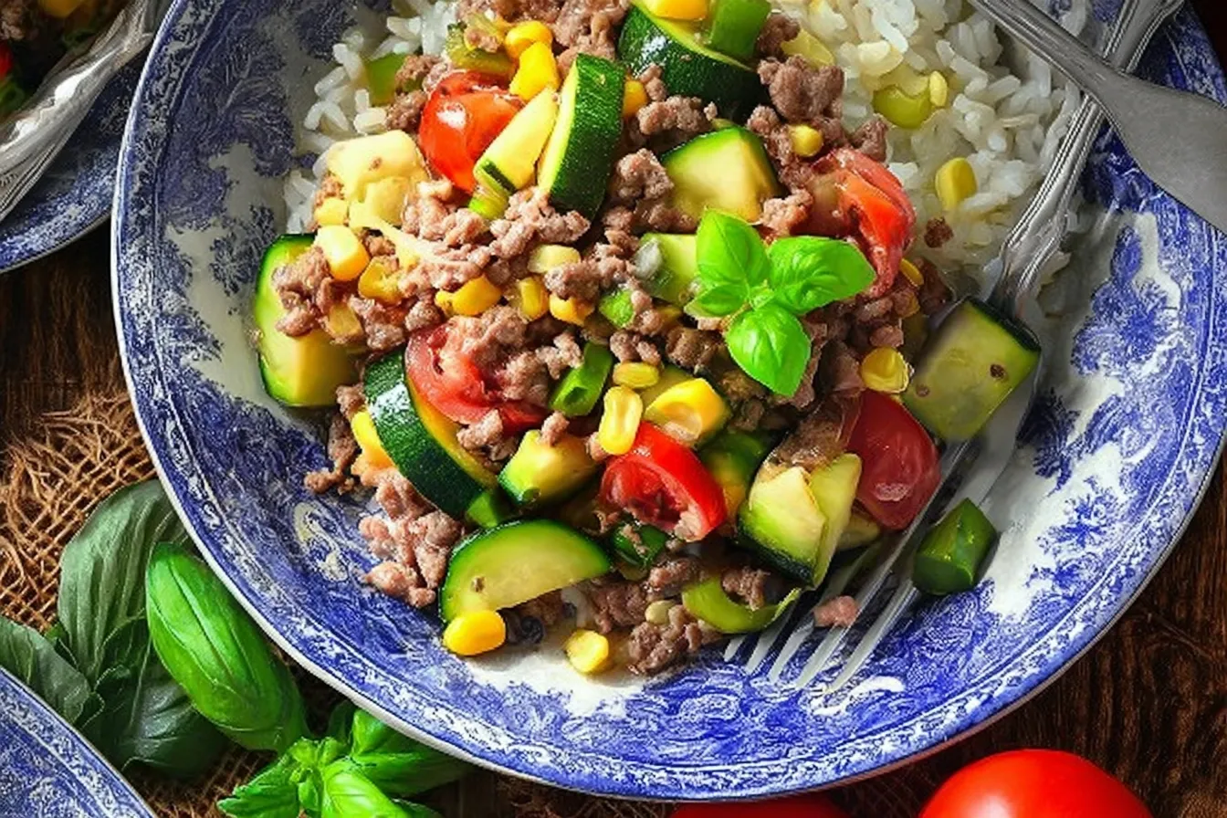 Ground Beef Dinner with Summer Vegetables 