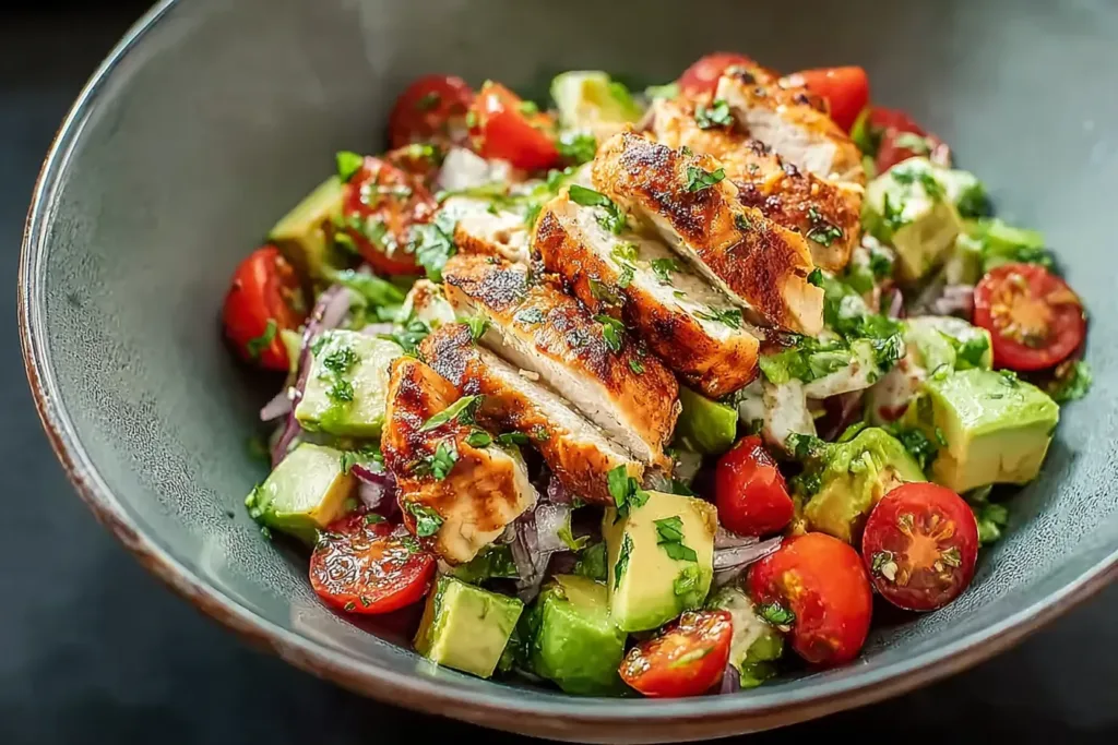 Healthy Avocado Chicken Salad Recipe in a Bowl