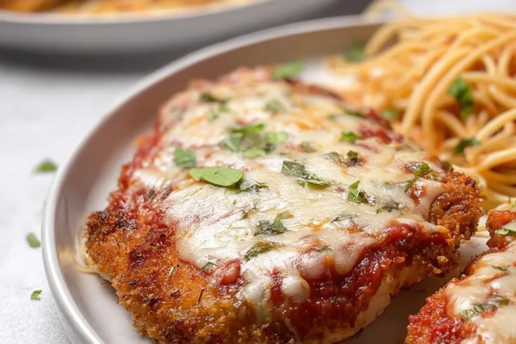 Healthy Baked Chicken Parmesan on a Plate