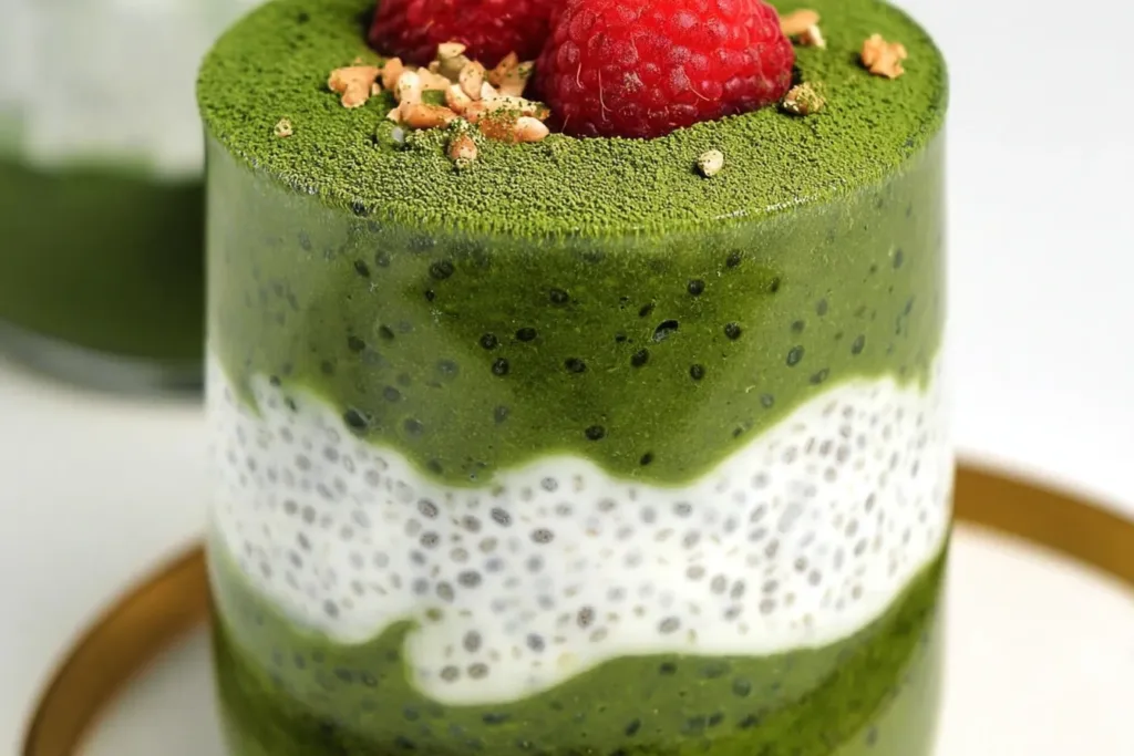Delicious High-Protein Matcha Chia Pudding Ready to Serve