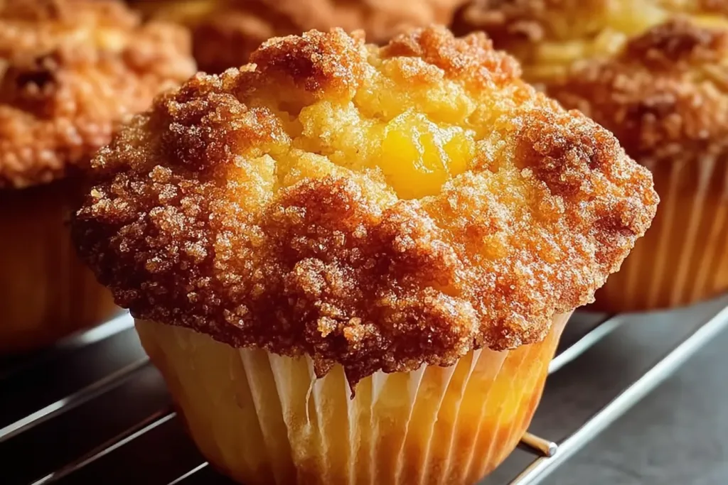 Homemade Peach Cobbler Muffins Freshly Baked