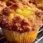 Homemade Peach Cobbler Muffins Freshly Baked