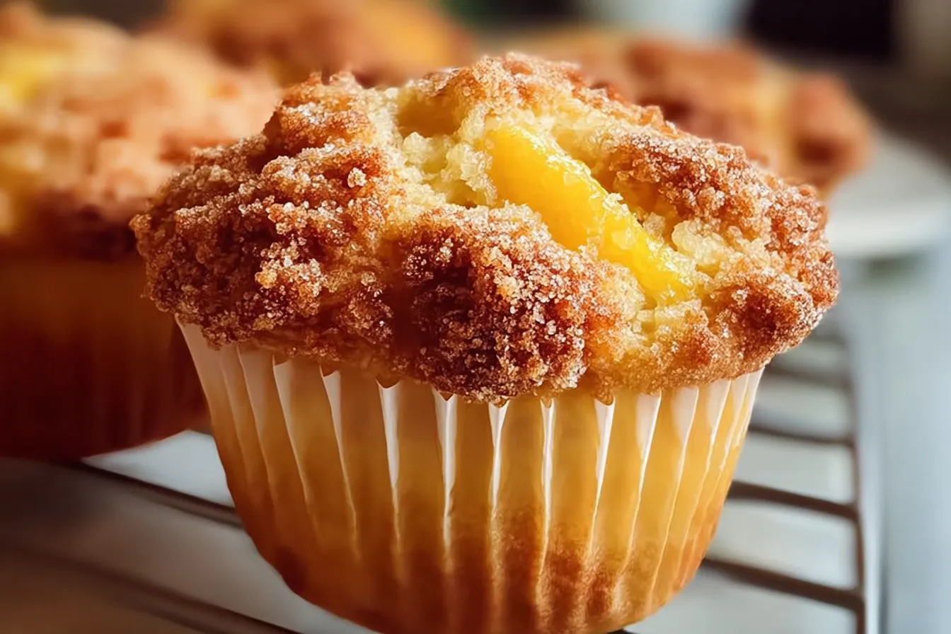 Homemade Peach Cobbler Muffins 
