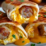 Irresistibly Cheesy Sausage Egg Breakfast Roll-Ups on a Plate