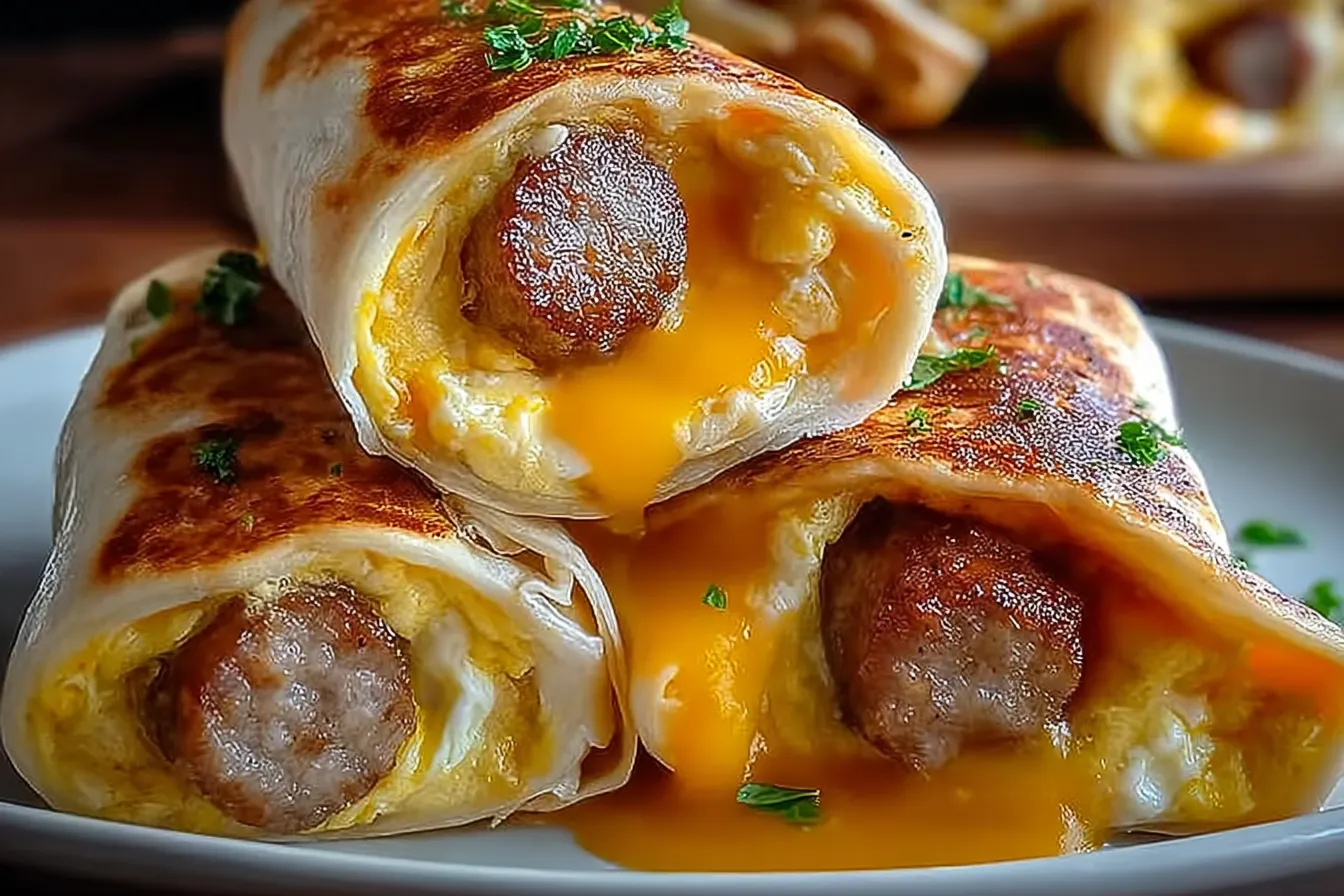 Irresistibly Cheesy Sausage Egg Breakfast Roll-Ups to Savor 