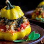 Italian Stuffed Patty Pan Squash on a Plate