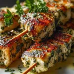 Lemon Herb Marinated Chicken Skewers on Grill