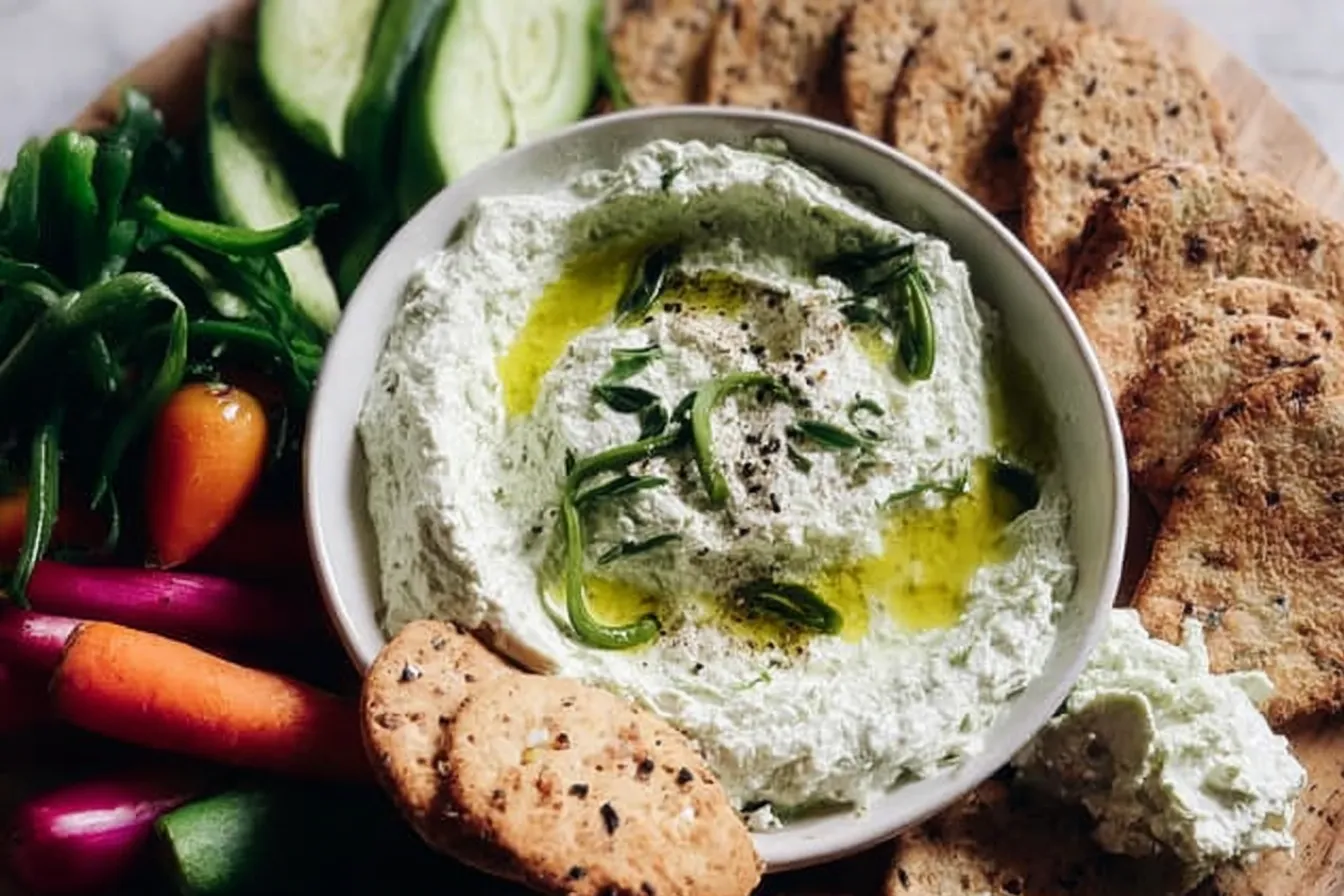Lemony Labneh and Garlic Scape Dip 