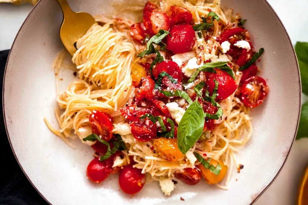 Marinated Tomato Pasta with Fresh Summer Cherry Tomatoes