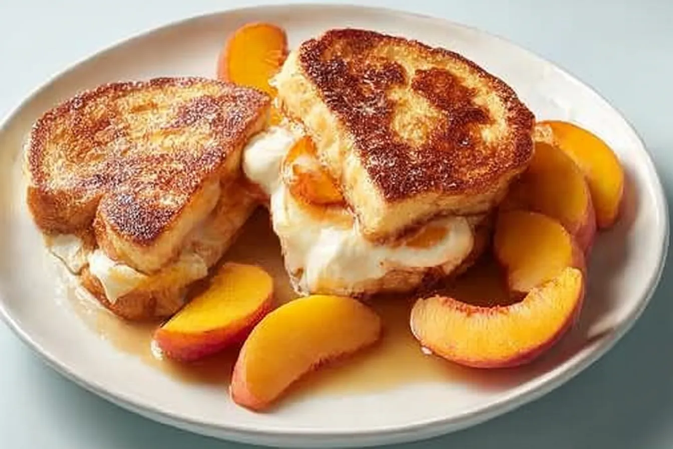 Mascarpone Stuffed French Toast with Peaches