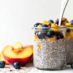 Nectarine and Blueberry Chia Pudding in a Bowl