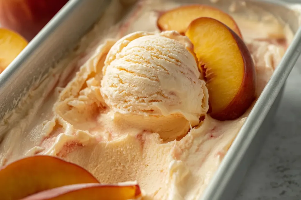 Nectarine Frozen Yogurt in a Bowl with Fresh Slices