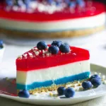 No-Bake Red White & Blue Jello Cheesecake Slice