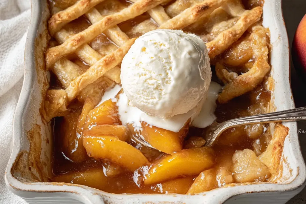 Old-Fashioned Southern Peach Cobbler Fresh from the Oven