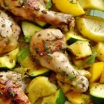 One Pan Garlic & Herb Chicken Drumsticks with Patty Pan Squash