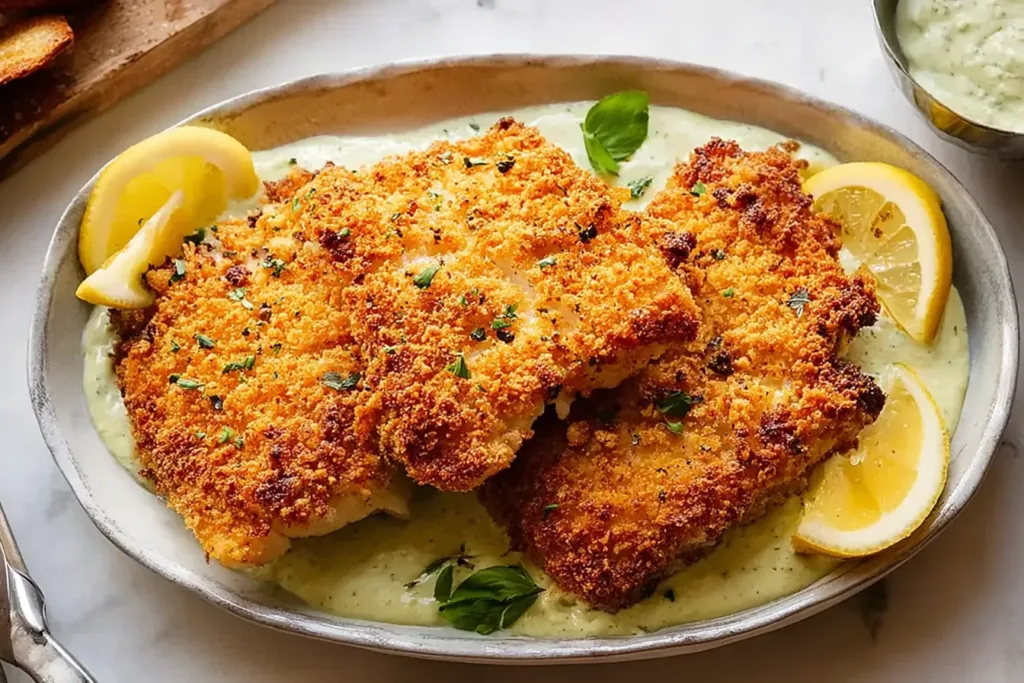 Crispy Panko-Crusted Baked Haddock on a Plate