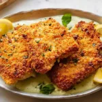 Crispy Panko-Crusted Baked Haddock on a Plate