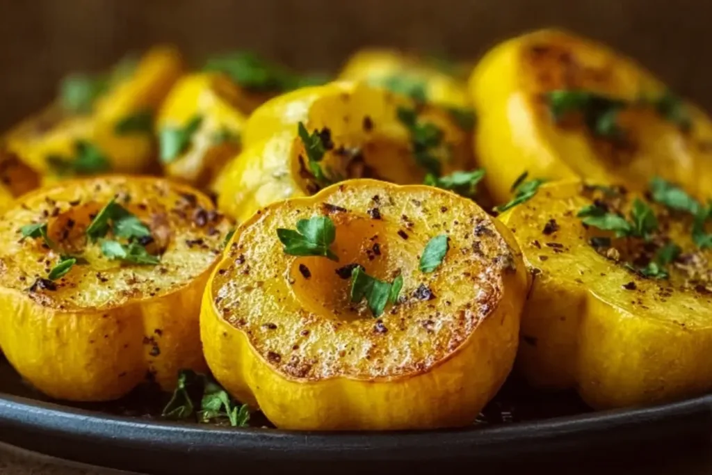 Vibrant Patty Pan Squash on a Wooden Cutting Board