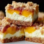 Peach Cobbler Cheesecake Bars Freshly Baked Delicious Dessert