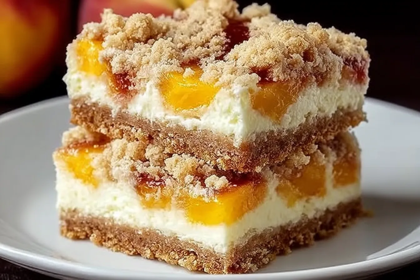 Peach Cobbler Cheesecake Bars 