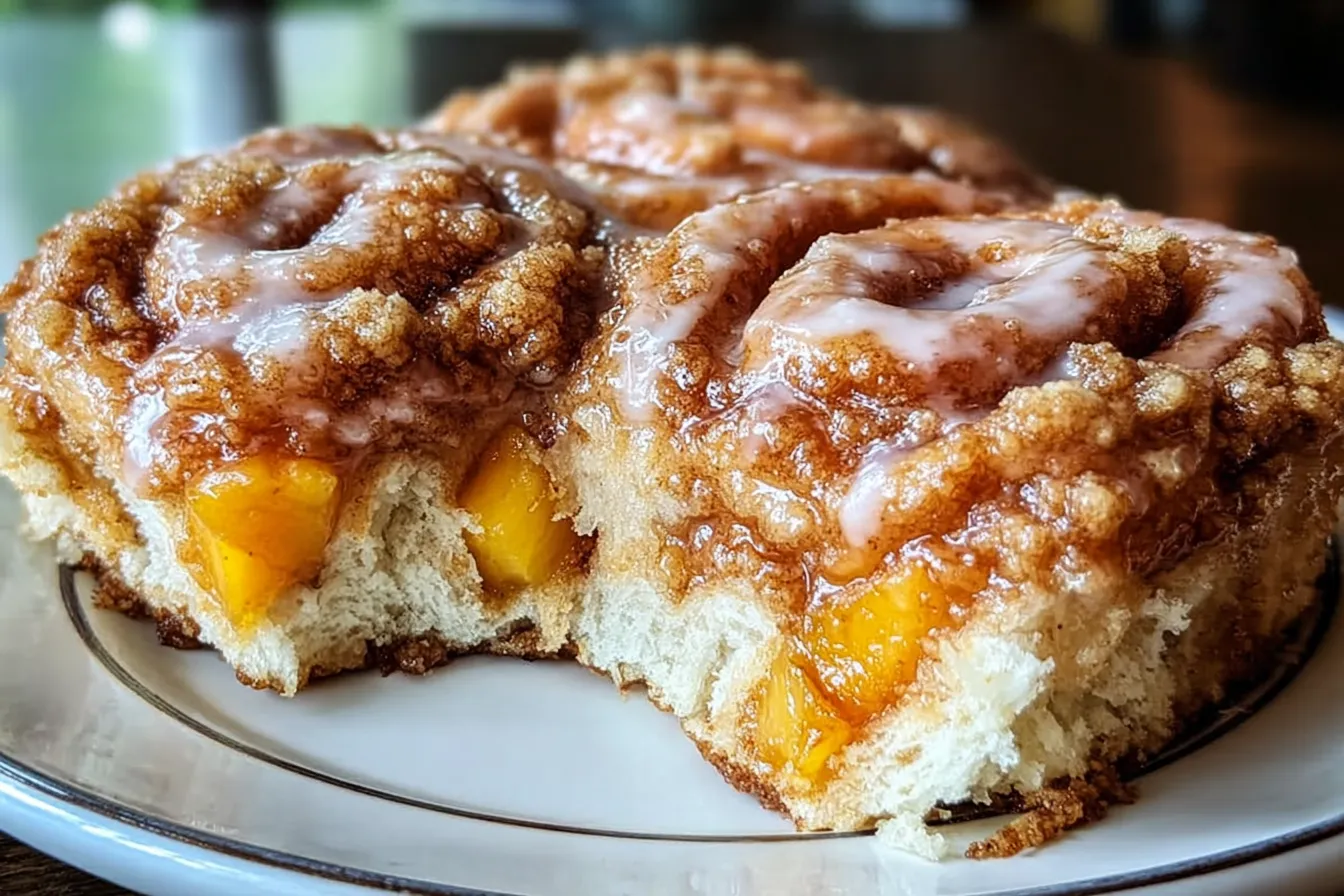 Peach Cobbler Cinnamon Rolls: Easy Sweet Breakfast Treats for Summer 