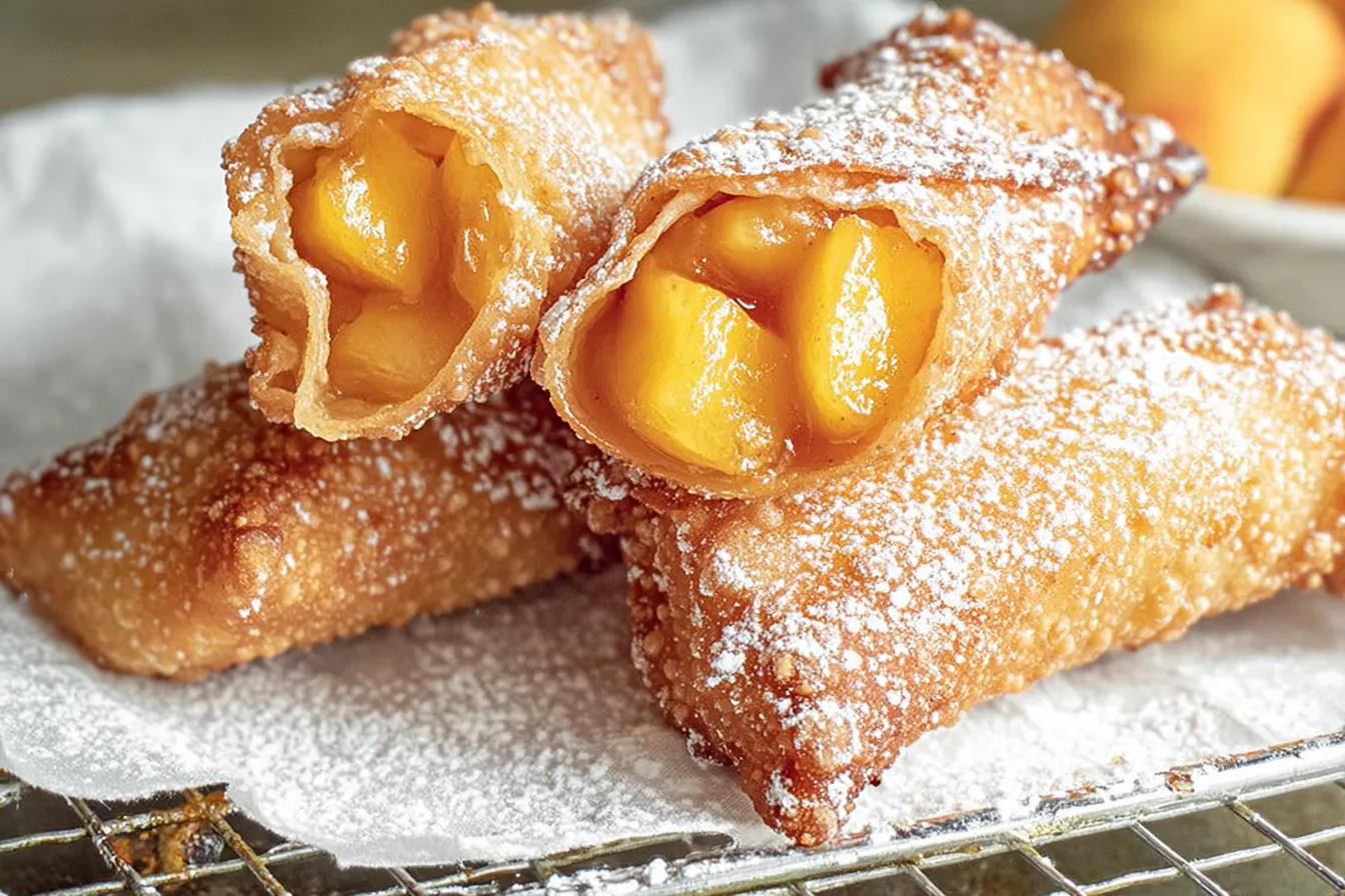 Peach Cobbler Egg Rolls 