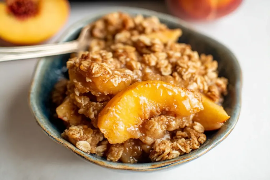 Homemade Peach Crisp Fresh from the Oven