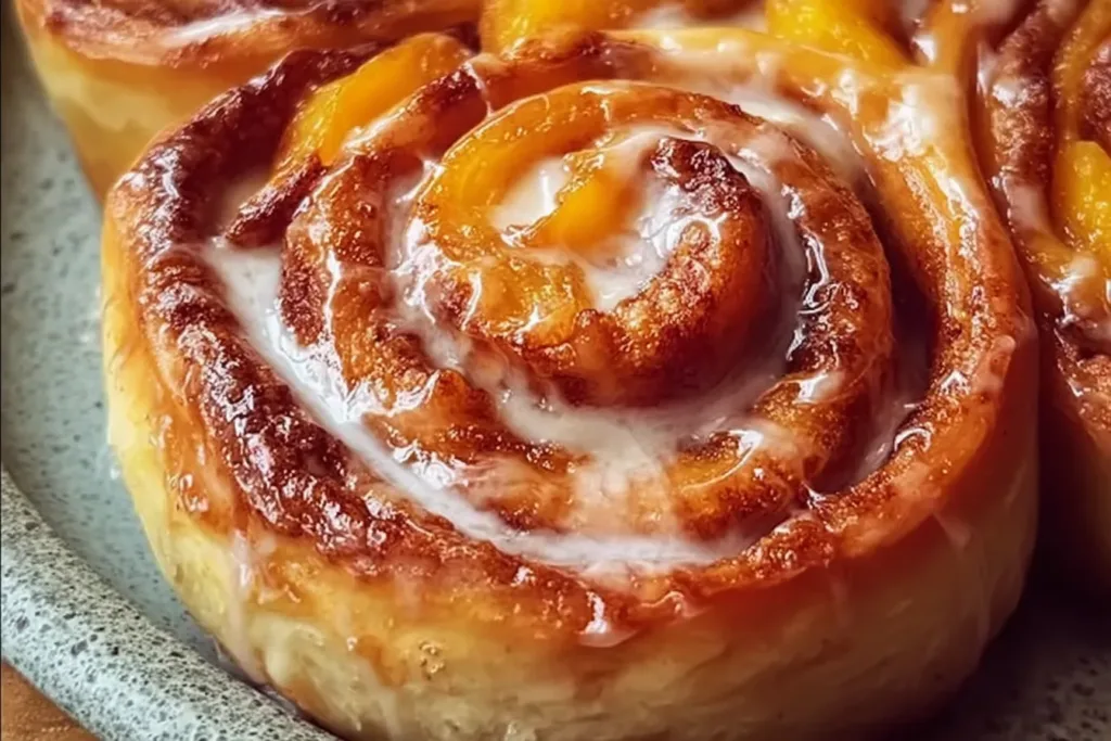 Peach Pie Cinnamon Rolls Freshly Baked