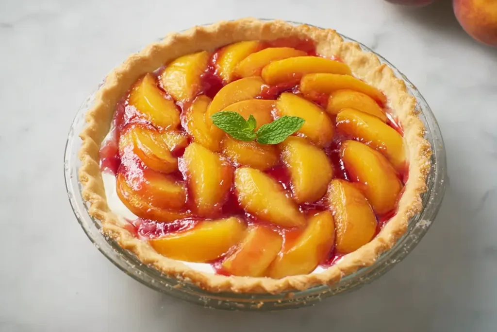 Delicious Peach Surprise Pie Slice