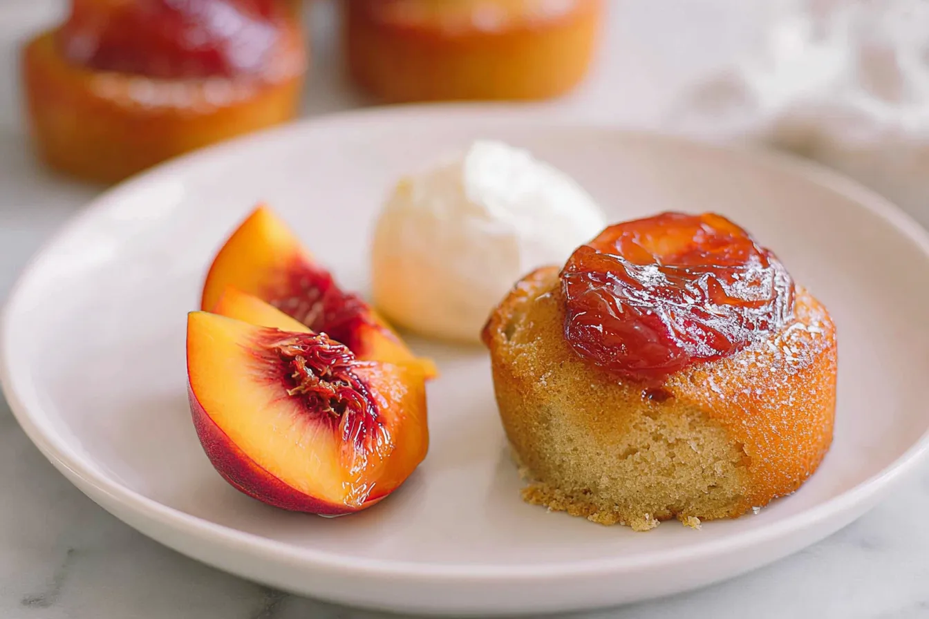 Peach Upside Down Mini Cakes (Cupcakes): Pure Delight! 4 Peach Upside Down Mini Cakes (Cupcakes)