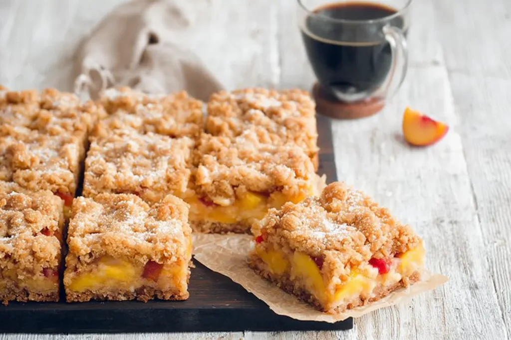 Delicious Peaches and Cream Crumble Bars