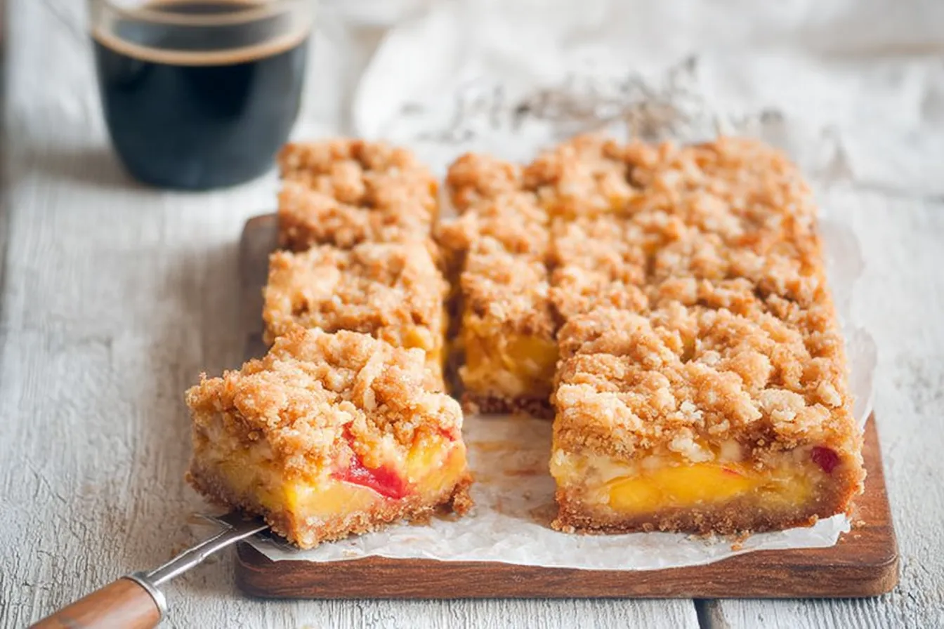 Peaches and Cream Crumble Bars 
