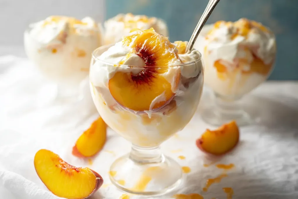 Peaches and Cream Dessert in a Bowl