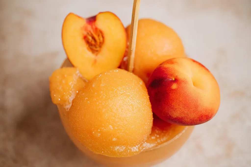 Delicious Perfect Peach Sorbet in a Bowl