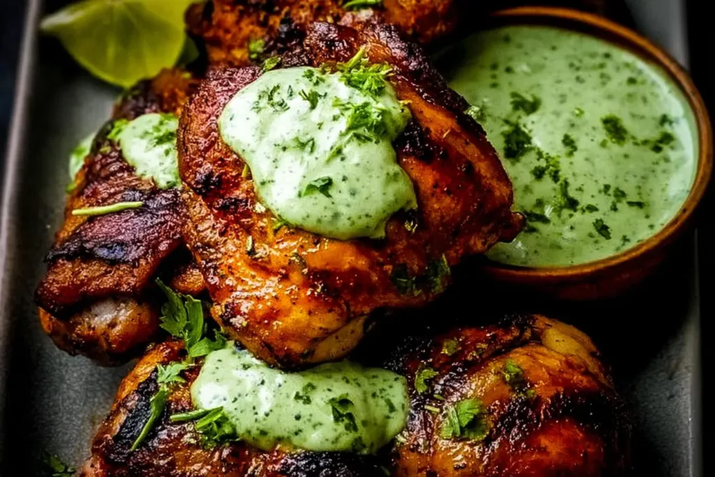 Delicious Peruvian Chicken with Green Sauce (Aji Verde)