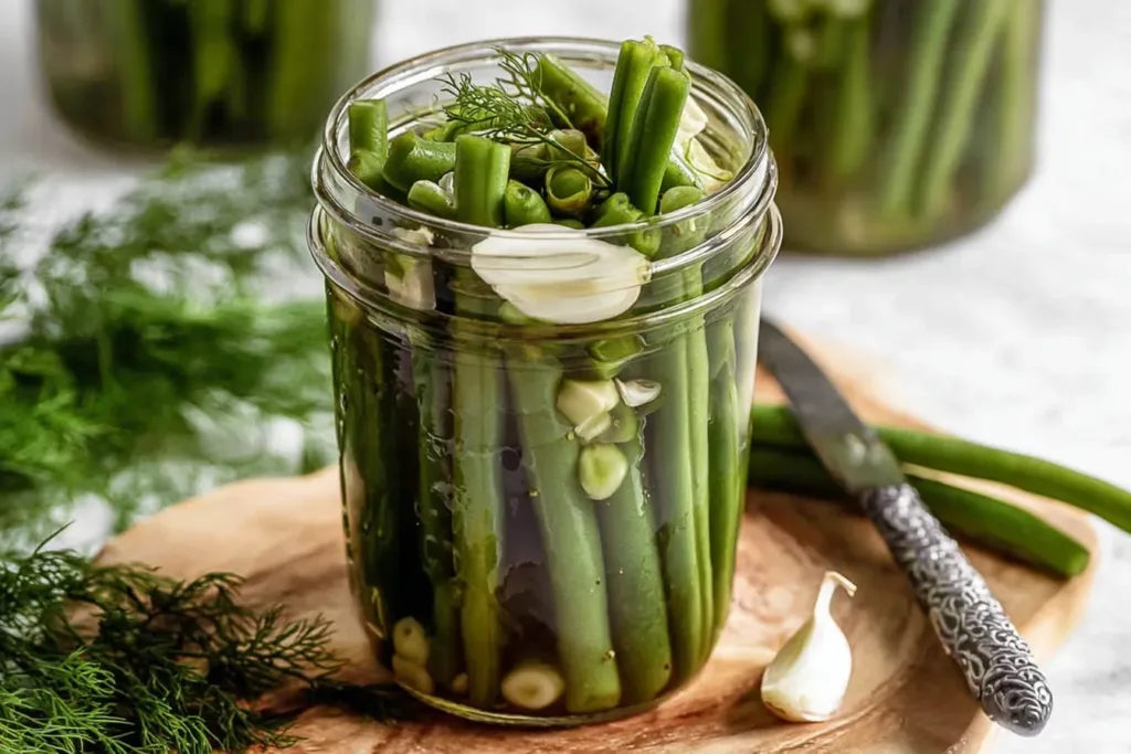 Fresh Pickled Green Beans in Jars