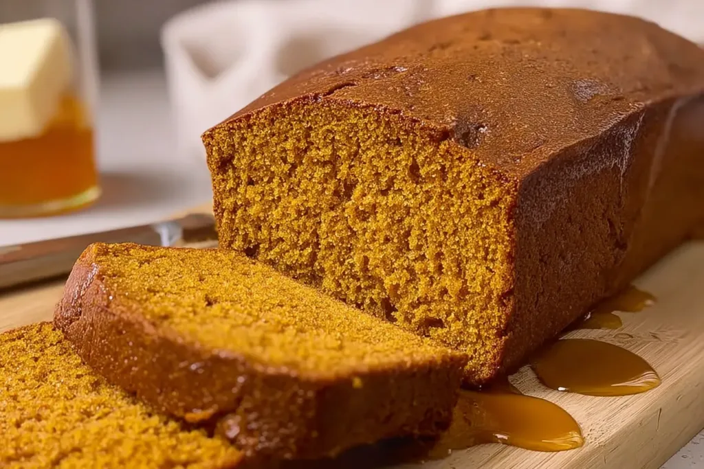 Delicious Pumpkin Pie Bread Slice on a Rustic Table